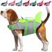 Emust dogs life jacket adjustable small/medium -sized/large dog chimney for water safety pets with a rescue handle safety vest for swimming pool beach booting l green l green green