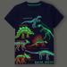 Glow in the Dark Dinosaur Tshirt for Boys & Girls, Short Sleeve Luminous Tee, Seabed & Space Print, Jurassic Theme, Navy, 7 Years - Buy Online on GoSupps.com