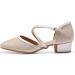 Champagne Glitter Ballroom Dance Shoes for Women - Low Heel Salsa Latin Wedding Party - HXYOO S11-1 - Buy Online on GoSupps.com
