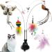 ZDQC Cats Bells Magic Catslear Saugbag Cat Fear with Feathers and Bells Cats Bells Magic Wand Interactive Cat Toys Feathers (Butterfly + Vogel)