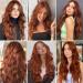 Porsmeer Copper Red Wavy Natural Art Hair Wig for Women | Middle Parting Cosplay & Party Wig - Perfect for Costumes & Daily Wear - Buy Online on GoSupps.com