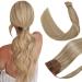 Hetto ponytail extensions real hair blond braid extensions real hair Remy extensions pension black hair extension highlight #14/613 dark golden with bleached blonde blonde 30g 35 cm 1-1 py #14/613