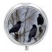 Round Pill Box Black Crow Birds Print 3 Compartment Medicine Pill Case Print Pill Organizer Decorative Metal Portable Pill Box Pocket Pill Box