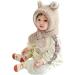 Kids 2 in 1 Winter Hoodie Scarf Set | Toddler Thermal Balaclava Hat | Fleece Lined Hat Scarves for Boys Girls 6 Months-4 Years - Beige - Buy Online on GoSupps.com
