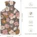 Brown Flower Hot Water Bottle with Plush Cover - Hand Warmer for Adults & Kids | 26.5x15.3cm | International Shipping Available - Buy Online on GoSupps.com