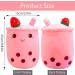 DAWRIS Bubble Tea Plush Pillow - Pink Bubble Milk Tea Cup Shaped Hugging Cushion - Buy Online on GoSupps.com