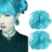 iLUU 2pcs #2513 Light Blue Color Wavy Curly Updo Scrunchy Hairpiece Ponytail Elastic Chignon Bun Hair Extensions Hair Messy Bun Hairpieces Extension for Women Girl Cosply Daily Use #2513-light blue