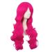 MapofBeauty Hot Pink 28-Inch Long Curly Synthetic Wig with Side Bangs for Women - Buy Online on GoSupps.com