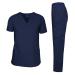 Dagacci Scrubs Medical Uniform Mens Scrub Set Medical Scrubs Top and Pants Small Navy