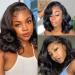 Glueless Short Bob Wigs Human Hair Lace Front Wigs 13x4 HD Lace Frontal Wigs Short Body Wave Pre Plucked With Baby Hair 180% Density Side Part Loose Wave Wigs For Black Women Brazilian Virgin Real Hair Natural Color 10In...