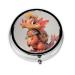 Cute Little Dinosaur Portable Metal Pill Box Round Mini 3-Compartment Plastic Insert hinged Fastening Design Suitable for Small Pills Must-Have for Travel