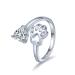 925-Sterling-Silver Paw-Print Love Heart Ring - Open Adjustable Love Dog Cat Claw Pet Loving Rings Pet Animal Jewelry for Friends, Families,dog lover and Pet Lovers gifts.(Heart CZ)