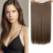 61 cm smooth one Piece hair extension Human Hair Headband Real Hair Pieces No Clip Remy Invisible Secret Wire Hair Extensions for women 25cm 100g 12# light brown