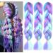 Kanekalon Ombre 4 Colors Mix Braiding Hair 3pcs Extensions Jumbo Hair Rainbow Color Colorful Twist Braid wigs Dreadlocks ( Pink /Purple/Green/Blue/ Light Cyan) (Lot 24Inch) ps18