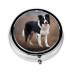 Metal Pill Box 2.0x2.0x0.7 in Mini Travel Medicine Pill Organizer Box for Purse Pocket Border Collie Picture