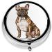 French Bulldog Mini Round Pill Box - 3 Compartment Portable Pill Organizer for Travel Home & Office - Buy Online on GoSupps.com