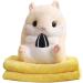 MUZIRI KINOKOO Hamster Plush Pillow Blanket with Sunflower Seeds - Beige | Soft Toy Blanket for TV, Sofa, Office | Foldable Nap Throw Blanket - Buy Online on GoSupps.com
