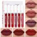 6Pcs Matte liquid lipstick Set Dark Red Matte Lipstick Lip Stain Long Lasting 24 Waterproof Lip Gloss Gift Set  Lipstick Sets for Women Lippies Lip Matte Makeup Lipgloss Beauty Cosmetics (Color-04)