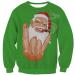 Bigfanshu Womens Tops Christmas O-Neck Santa Claus Print Long Sleeves Blouse Sweater Green