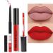 HAOYA 2Pcs Matte Ruby Red Lip Liner and Lipstick Makeup Set  Matte Liquid Lipstick 24H and with Lip Liner Set Kit Waterproof Long Lasting labiales mate 24 horas originales matte larga duracion 2414 S02