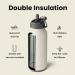 Stainless Steel 1L Drinking Bottle with Straw & Pill Box - Insulated Sport Thermos for Gym - Gray - Buy Online on GoSupps.com