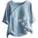Elegant Women's Light Blue Short Sleeve Ppanguding T-Shirt - Summer Blouse & Tunic Tops - Buy Online on GoSupps.com