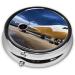 Evening Light Airplane Round Pill Box - 3 Compartment Travel Medicine Organizer & Decorative Pocket Purse - Buy Online on GoSupps.com