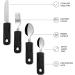 Adaptive Utensils (4-Pieces) Wide Non-Weighted Non-Slip Handles for Hand Tremors Arthritis Parkinson s or Elderly use - Stainless Steel Knife Fork Spoons - Black Thick Handle - Black - Buy Online on GoSupps.com