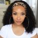 HeadBand Wig Curly Human Hair Wig None Lace Front Wigs for Black Women Deep Wave Machine Made Wigs Natural Color 150% Density 16inch 16 Inch (Pack of 1) natural color