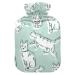 Heat bottle with reference 1 l of durable warm-up bag for handwheel warmer shoulder and neck pain cramps heating press and heat therapy patterns of cats hand-drawn green