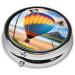 Hawaii Hot Air Balloon Round Pill Box | 3-Compartment Travel Organizer | Portable Black Pill Case for Vacation - Buy Online on GoSupps.com