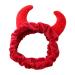 S-Trouble Pl sch Red Ochse Devil Demon H rner Headband Make-up Shower Wash Face Sport Section Hairband Female Girls Funny Festival New Year Party Bandana Turban