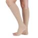 LIN PERFORMANCE 30-40 mmHg Compression Stockings for Women and Men Knee High Open Toe (Beige L)