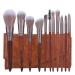 Tyenaza 11Pcs Artificial Fiber Brush Wooden Handle Facial Makeup Brushes with Bag
