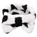 Spa Headband  Bow Makeup Headband for Washing Face  High Elasticity Bowknot Coral Fleece Skincare Headbands for Women Girls (Cow Print)