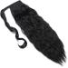20 Inch Dark Black Wavy Wrap Around Synthetic Ponytail Extension - Corn Wave Yaki Curly Style - Buy Online on GoSupps.com