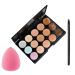 Joberio Color Concealer Palette | 15 Color Moisturizing Cream Palette, 15 Color Ultra Contours Kit-Face Contouring and 1 Makeup Brush and 1 Puff Egg