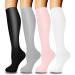 Actinput 4 pairs of compression stockings for women men colorful support stockings compression socks for sports flight running travel cycling nurse 4104 - white S -M
