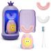 FTOYIN U Shaped Toothbrush Kids, 5 Modes Kids Toothbrushes Electric, IPX7 Waterpoof Sonic Toothbrush Kids, 360 Autobrush Toothbrush Kids with 3 Brush Heads, Kids Automatic Toothbrush for Age 2-12 Pink