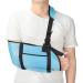 Adult arm sling shoulder light immobilizer with breathable network adjustable arm support belt with storage space for stabilizing the arm restoration of injuries shoulder transfer blue adults