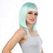 eNilecor Mint Green Short Bob Wig ? 12 Straight Synthetic Hair with Bangs | Cosplay & Daily Use + Free Wig Cap - Buy Online on GoSupps.com