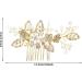 Gold Crystal Bridal Wedding Hair Comb - Sparkly Pearl Rhinestone Hair Accessory - Buy Online on GoSupps.com
