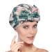 Luxury Shower Caps for Women Reusable Waterproof   Upgraded Satin Material  Shower Cap for Long Hair  Waterproof EVA Coating  with Adjustable Elastic Band  Large Size for Long Short Curly Hair (Pink Leaves)