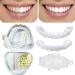 Dazzluxe 2 pairs of veneers to put on cosmetic temporary denture immediate tooth whitening artificial teeth at the top and below for men and women