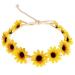 3PCS Fashion Sunflower Headband Hair Crown Wreath Headpiece Hair Band Tool Tie Wrap Wreath  For Bridal Beach Scenery Festivals Girls Lady  Seaside Holiday (Yellow)