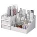 Makeup Organizer With Drawers  Countertop Organizer for Cosmetics, Vanity Holder for Lipstick, Brushes, Lotions, Eyeshadow, Nail Polish and Jewelry (White)