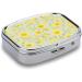 Yellow Flower Print Pill Box - 2 Compartment Decorative Metal Pill Organizer for Travel | Portable Medicine Case - Buy Online on GoSupps.com