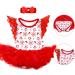 FYMNSI Baby Girls My First Christmas Outfit 4pcs Set | Princess Tutu Romper Dress with Bowknot Headband, Shoes, and Leg Warmers | 0-18 Months | 3-6 Months | White Snowflake Lace - Buy Online on GoSupps.com