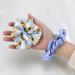 Daisy Flower Blue Hair Scrunchies 2PCS - Women's Silk Hair Accessories & Ponytail Holder Bracelet - Buy Online on GoSupps.com