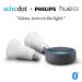 Echo Dot (3rd Gen) Charcoal Bundle with Philips Hue White 2-pack A19 Smart Bulbs Bluetooth & Zigbee compatible (No Hub Required)